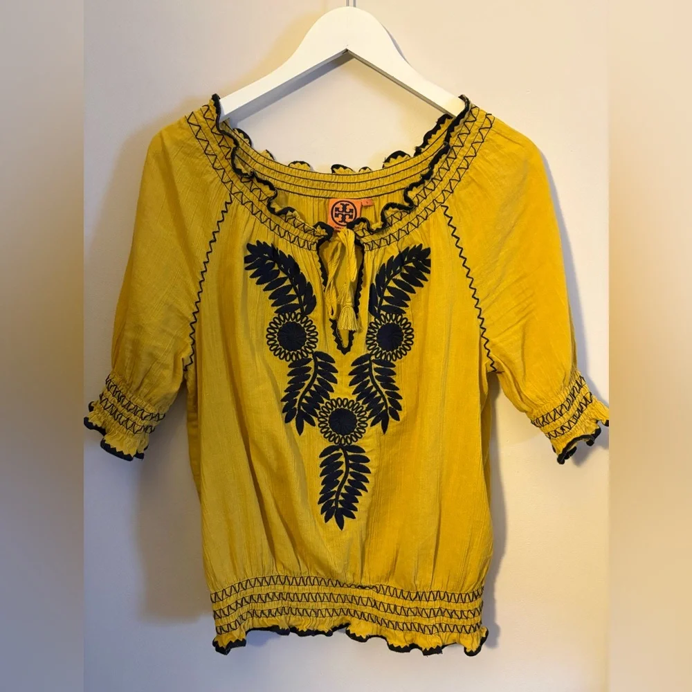 TORY BURCH Mari Peasant/Boho Top, 💯% Cotton - Picture 4 of 12